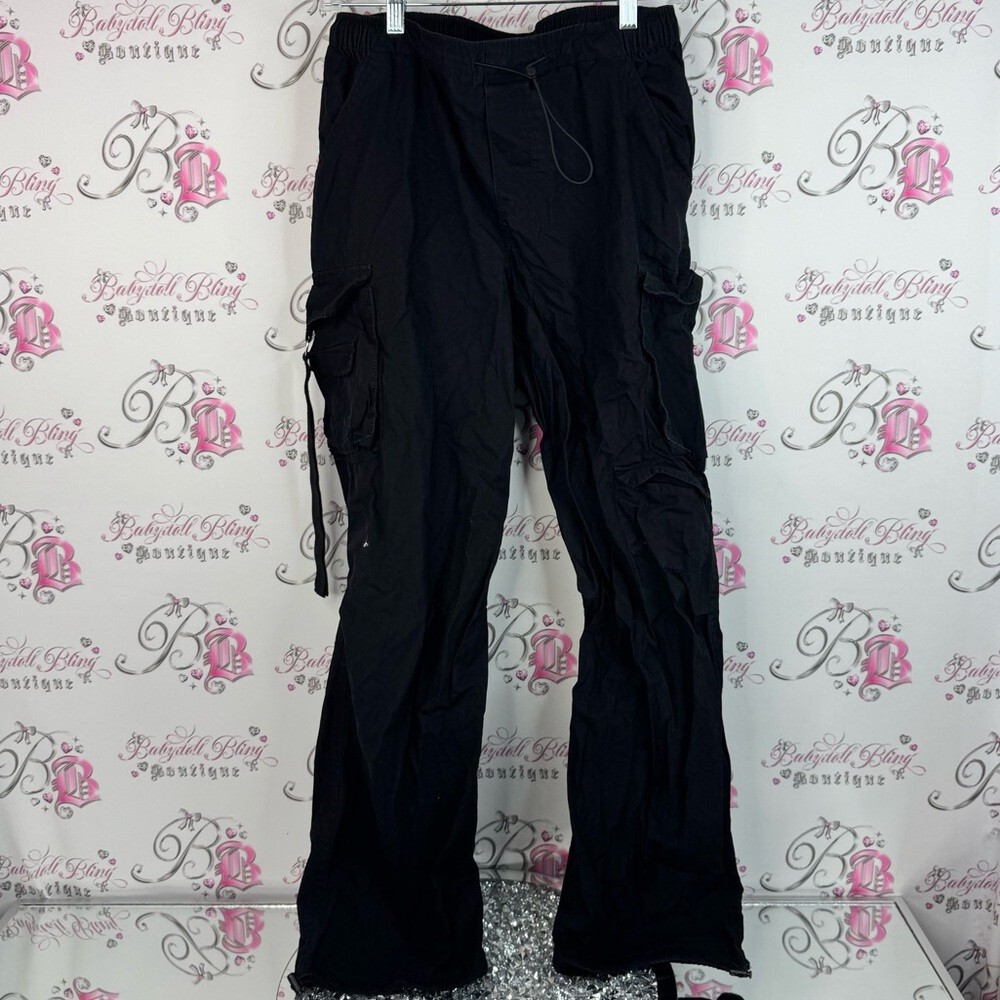 My style pants cargo style pockets stretchy waist Stylish Black Drawstring Pants